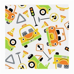 Seamless-pattern-vector-illustration-vehicles-cartoon Medium Glasses Cloth by Jancukart