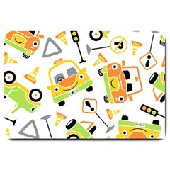 Seamless-pattern-vector-illustration-vehicles-cartoon Large Doormat 