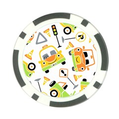 Seamless-pattern-vector-illustration-vehicles-cartoon Poker Chip Card Guard by Jancukart