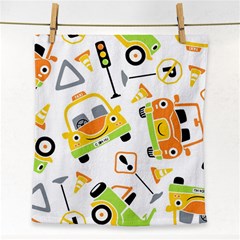 Seamless-pattern-vector-illustration-vehicles-cartoon Face Towel