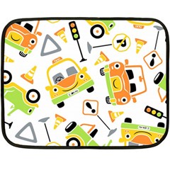 Seamless-pattern-vector-illustration-vehicles-cartoon Double Sided Fleece Blanket (mini)  by Jancukart