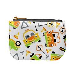 Seamless-pattern-vector-illustration-vehicles-cartoon Mini Coin Purse by Jancukart