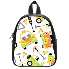 Seamless-pattern-vector-illustration-vehicles-cartoon School Bag (small)