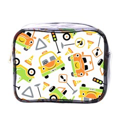 Seamless-pattern-vector-illustration-vehicles-cartoon Mini Toiletries Bag (one Side)