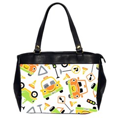 Seamless-pattern-vector-illustration-vehicles-cartoon Oversize Office Handbag (2 Sides) by Jancukart