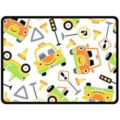 Seamless-pattern-vector-illustration-vehicles-cartoon Fleece Blanket (large)  by Jancukart