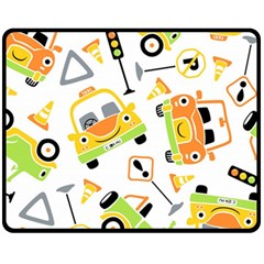 Seamless-pattern-vector-illustration-vehicles-cartoon Fleece Blanket (medium) 