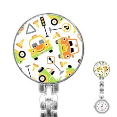 Seamless-pattern-vector-illustration-vehicles-cartoon Stainless Steel Nurses Watch