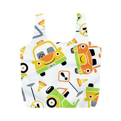 Seamless-pattern-vector-illustration-vehicles-cartoon Full Print Recycle Bag (m)