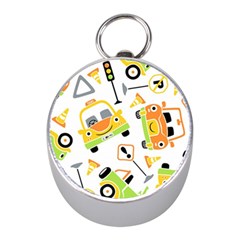 Seamless-pattern-vector-illustration-vehicles-cartoon Mini Silver Compasses