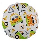 Seamless-pattern-vector-illustration-vehicles-cartoon Large 18  Premium Flano Round Cushions Front