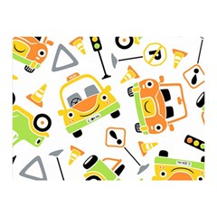 Seamless-pattern-vector-illustration-vehicles-cartoon Double Sided Flano Blanket (mini)  by Jancukart