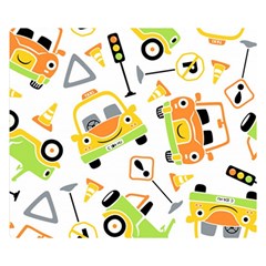 Seamless-pattern-vector-illustration-vehicles-cartoon Double Sided Flano Blanket (small) 