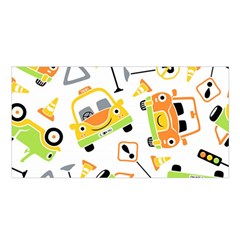 Seamless-pattern-vector-illustration-vehicles-cartoon Satin Shawl 45  X 80 