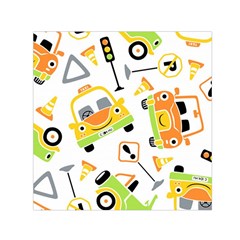 Seamless-pattern-vector-illustration-vehicles-cartoon Square Satin Scarf (30  X 30 ) by Jancukart