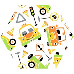 Seamless-pattern-vector-illustration-vehicles-cartoon Wooden Puzzle Hexagon by Jancukart