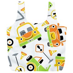 Seamless-pattern-vector-illustration-vehicles-cartoon Full Print Recycle Bag (xxl) by Jancukart