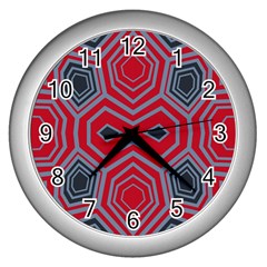 Abstract Pattern Geometric Backgrounds  Wall Clock (silver) by Eskimos