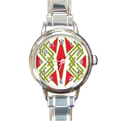 Abstract Pattern Geometric Backgrounds Round Italian Charm Watch by Eskimos