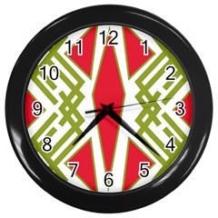 Abstract Pattern Geometric Backgrounds Wall Clock (black) by Eskimos