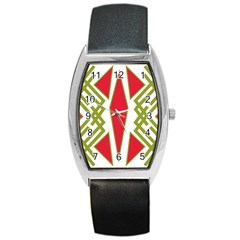 Abstract Pattern Geometric Backgrounds Barrel Style Metal Watch by Eskimos