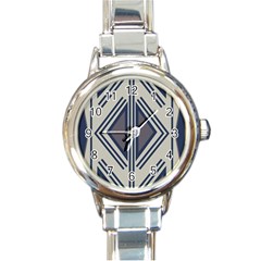 Abstract Pattern Geometric Backgrounds  Round Italian Charm Watch by Eskimos