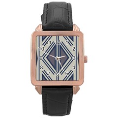 Abstract Pattern Geometric Backgrounds  Rose Gold Leather Watch  by Eskimos