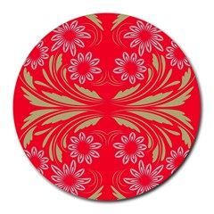 Folk Flowers Print Floral Pattern Ethnic Art Round Mousepads by Eskimos