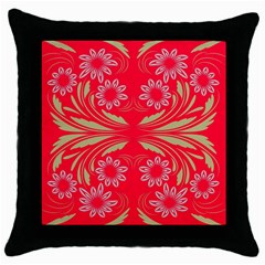 Folk Flowers Print Floral Pattern Ethnic Art Throw Pillow Case (black) by Eskimos