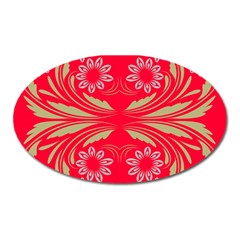 Folk Flowers Print Floral Pattern Ethnic Art Oval Magnet by Eskimos