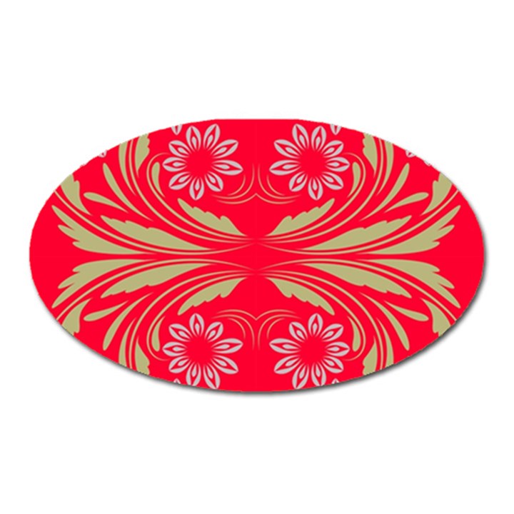 Folk flowers print Floral pattern Ethnic art Oval Magnet