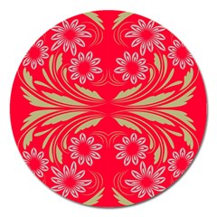 Folk Flowers Print Floral Pattern Ethnic Art Magnet 5  (round) by Eskimos