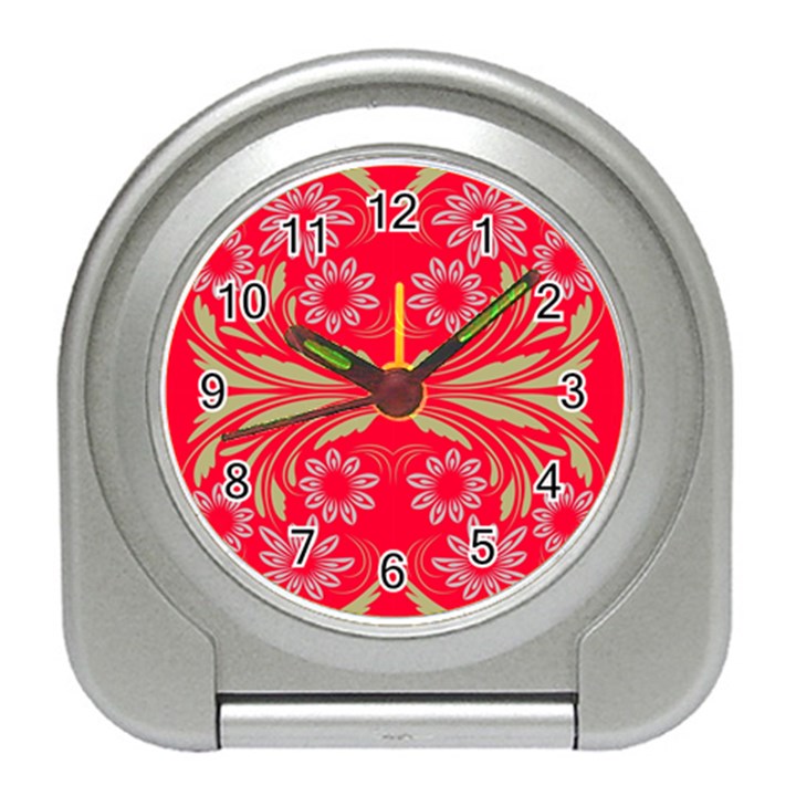 Folk flowers print Floral pattern Ethnic art Travel Alarm Clock