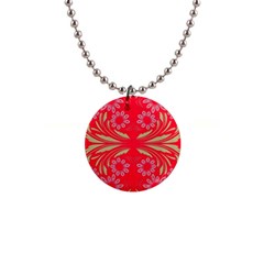 Folk Flowers Print Floral Pattern Ethnic Art 1  Button Necklace by Eskimos