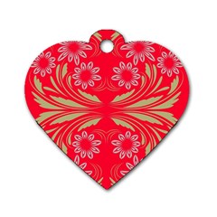 Folk Flowers Print Floral Pattern Ethnic Art Dog Tag Heart (two Sides) by Eskimos