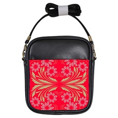 Folk Flowers Print Floral Pattern Ethnic Art Girls Sling Bag by Eskimos