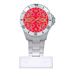 Folk Flowers Print Floral Pattern Ethnic Art Plastic Nurses Watch by Eskimos