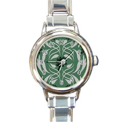 Folk Flowers Print Floral Pattern Ethnic Art Round Italian Charm Watch by Eskimos