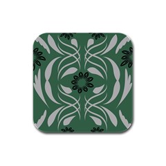 Folk Flowers Print Floral Pattern Ethnic Art Rubber Square Coaster (4 Pack) by Eskimos