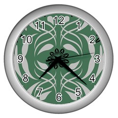 Folk Flowers Print Floral Pattern Ethnic Art Wall Clock (silver) by Eskimos