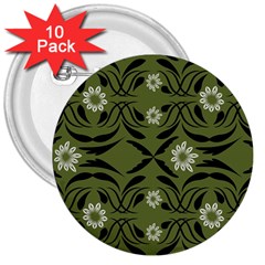 Folk flowers print Floral pattern Ethnic art 3  Buttons (10 pack) 