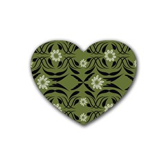 Folk flowers print Floral pattern Ethnic art Rubber Coaster (Heart)