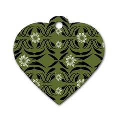 Folk flowers print Floral pattern Ethnic art Dog Tag Heart (Two Sides)