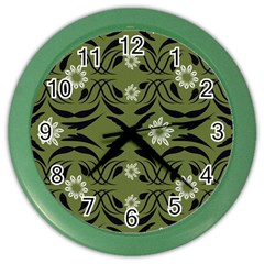 Folk flowers print Floral pattern Ethnic art Color Wall Clock