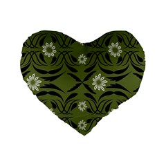 Folk Flowers Print Floral Pattern Ethnic Art Standard 16  Premium Heart Shape Cushions by Eskimos