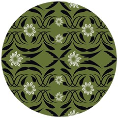 Folk Flowers Print Floral Pattern Ethnic Art Wooden Puzzle Round by Eskimos