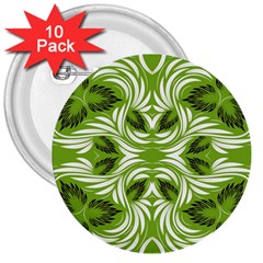 Folk Flowers Print Floral Pattern Ethnic Art 3  Buttons (10 Pack)  by Eskimos