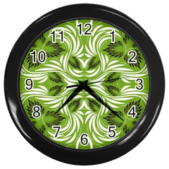 Folk Flowers Print Floral Pattern Ethnic Art Wall Clock (black) by Eskimos