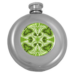 Folk Flowers Print Floral Pattern Ethnic Art Round Hip Flask (5 Oz) by Eskimos