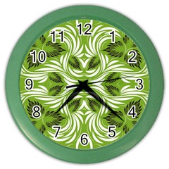 Folk Flowers Print Floral Pattern Ethnic Art Color Wall Clock by Eskimos